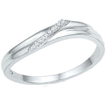10kt White Gold Womens Round Diamond Simple Single Row Band Ring .03 Cttw