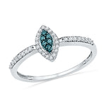 10kt White Gold Womens Round Blue Color Enhanced Diamond Cluster Ring 1/5 Cttw