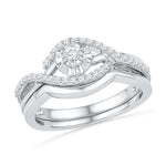 10k White Gold Womens Round Diamond Solitaire Wedding Bridal Engagement Ring Set 1/4 Cttw