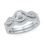 10k White Gold Womens Round Diamond Bridal Wedding Engagement Ring Band Set 1/2 Cttw