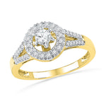 10kt Yellow Gold Womens Round Diamond Solitaire Split-shank Bridal Wedding Engagement Ring 3/8 Cttw