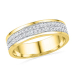 10kt Yellow Gold Womens Round Diamond 2-row Band Ring 1/5 Cttw