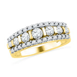 10kt Yellow Gold Womens Round Channel-set Diamond Striped Band Ring 1.00 Cttw