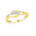10kt Yellow Gold Womens Round Diamond 3-stone Bridal Wedding Engagement Ring 1/10 Cttw