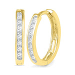 10kt Yellow Gold Womens Round Channel-set Diamond Hoop Earrings 1/8 Cttw