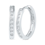 10kt White Gold Womens Round Channel-set Diamond Hoop Earrings 1/8 Cttw