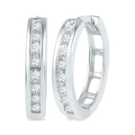10kt White Gold Womens Round Diamond Hoop Earrings 1/5 Cttw