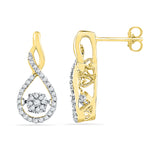 10kt Yellow Gold Womens Round Diamond Moving Cluster Earrings 1/3 Cttw