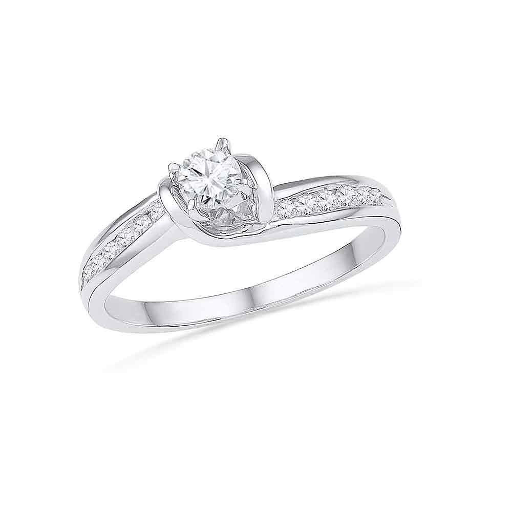 10k White Gold Womens Round Diamond Bridal Wedding Engagement Anniversary Ring 1/3 Cttw
