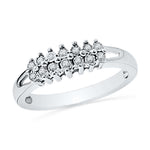 10kt White Gold Womens Round Diamond Double Row Fashion Band Ring 1/20 Cttw