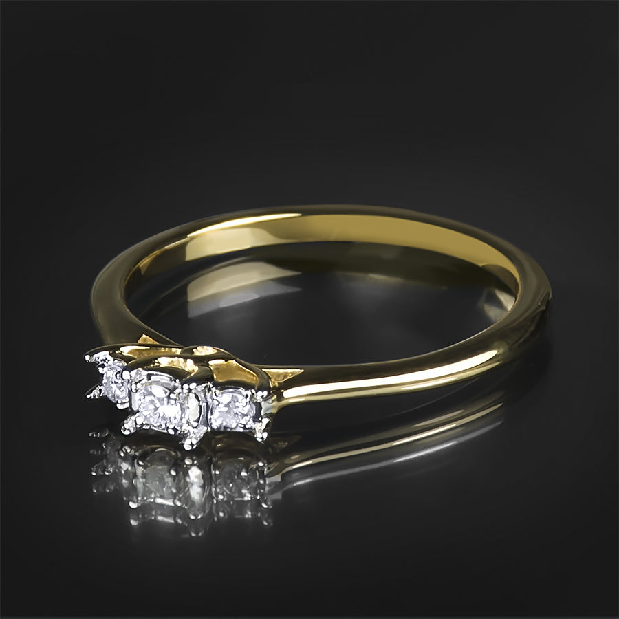 Women's Diamond Engagement RING 10k Yellow Gold 0.10 CT Size 5-11