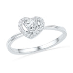 10kt White Gold Womens Round Diamond Heart Love Promise Bridal Ring 1/4 Cttw