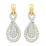 10k Yellow Gold Womens Diamond Oval-shape Dangle Screwback Earrings 1/3 Cttw