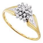 10kt Yellow Gold Womens Round Diamond Cluster Ring 1/10 Cttw