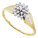 10kt Yellow Gold Womens Round Diamond Cluster Ring 1/10 Cttw