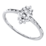 10kt White Gold Womens Round Orong-set Diamond Small Cluster Ring 1/8 Cttw