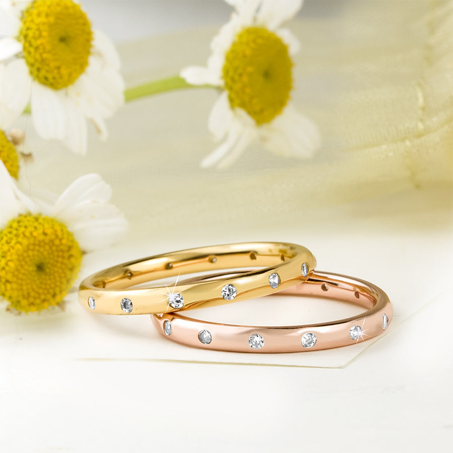 Womens Gorgeous Wedding Band Anniversary RING Bridal Yellow & Rose Gold Plated