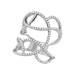 18kt White Gold Womens Round Diamond Openwork Abstract Strand Knuckle Ring 7/8 Cttw