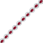 Sterling Silver Womens Oval Lab-Created Ruby Tennis Bracelet 5-7/8 Cttw