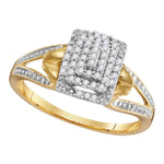 10kt Yellow Gold Womens Round Diamond Cluster Split-shank Ring 1/6 Cttw
