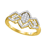 10kt Yellow Gold Womens Round Diamond Oval Cluster Ring 1/3 Cttw