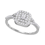 14k White Gold Womens Princess Diamond Bridal Wedding Engagement Ring 1/2 Cttw