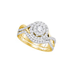 14k Yellow Gold Womens Round Diamond Bridal Wedding Engagement Ring Band Set 7/8 Cttw