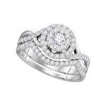 14k White Gold Womens Round Diamond Bridal Wedding Engagement Ring Band Set 7/8 Cttw