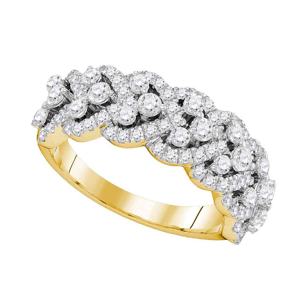 14kt Yellow Gold Womens Round Diamond Spade-shape Band Ring 1-1/3 Cttw