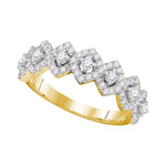 14kt Yellow Gold Womens Round Diamond Diagonal Square Single Row Band 1.00 Cttw