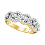 14kt Yellow Gold Womens Round Pave-set Diamond Linked Circle Band 1.00 Cttw