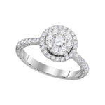14kt White Gold Womens Round Diamond Bridal Wedding Engagement Ring 7/8 Cttw