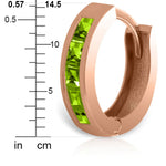 1 CTW 14K Solid Rose Gold Hoop Huggie Earrings Peridot