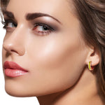 1 CTW 14K Solid Rose Gold Hoop Huggie Earrings Peridot
