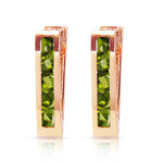 1 Carat 14K Solid Rose Gold Oval Huggie Earrings Peridot