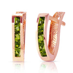 1 Carat 14K Solid Rose Gold Oval Huggie Earrings Peridot