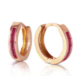 1.3 Carat 14K Solid Rose Gold Hoop Earrings Natural Ruby