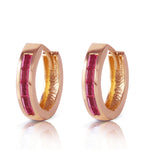 1.3 Carat 14K Solid Rose Gold Hoop Earrings Natural Ruby