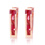 1.3 Carat 14K Solid Rose Gold Oval Huggie Earrings Ruby