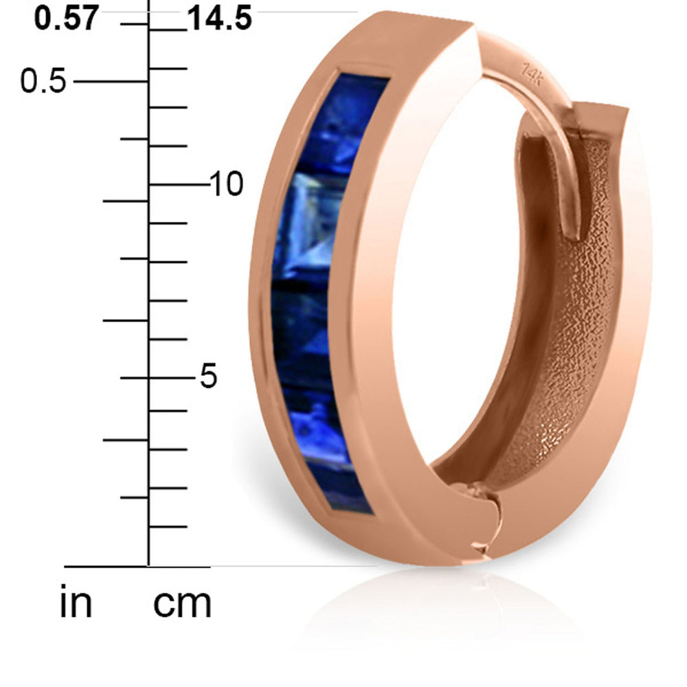 1.3 CTW 14K Solid Rose Gold Hoop Earrings Natural Sapphire