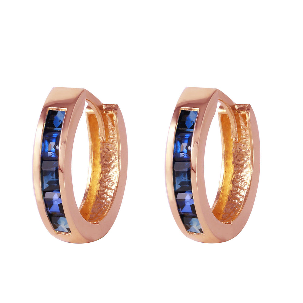 1.3 CTW 14K Solid Rose Gold Hoop Earrings Natural Sapphire