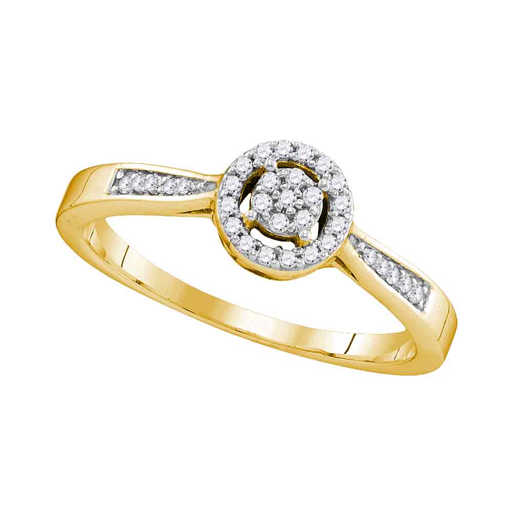 10kt Yellow Gold Womens Round Diamond Cluster Bridal Wedding Engagement Ring 1/8 Cttw