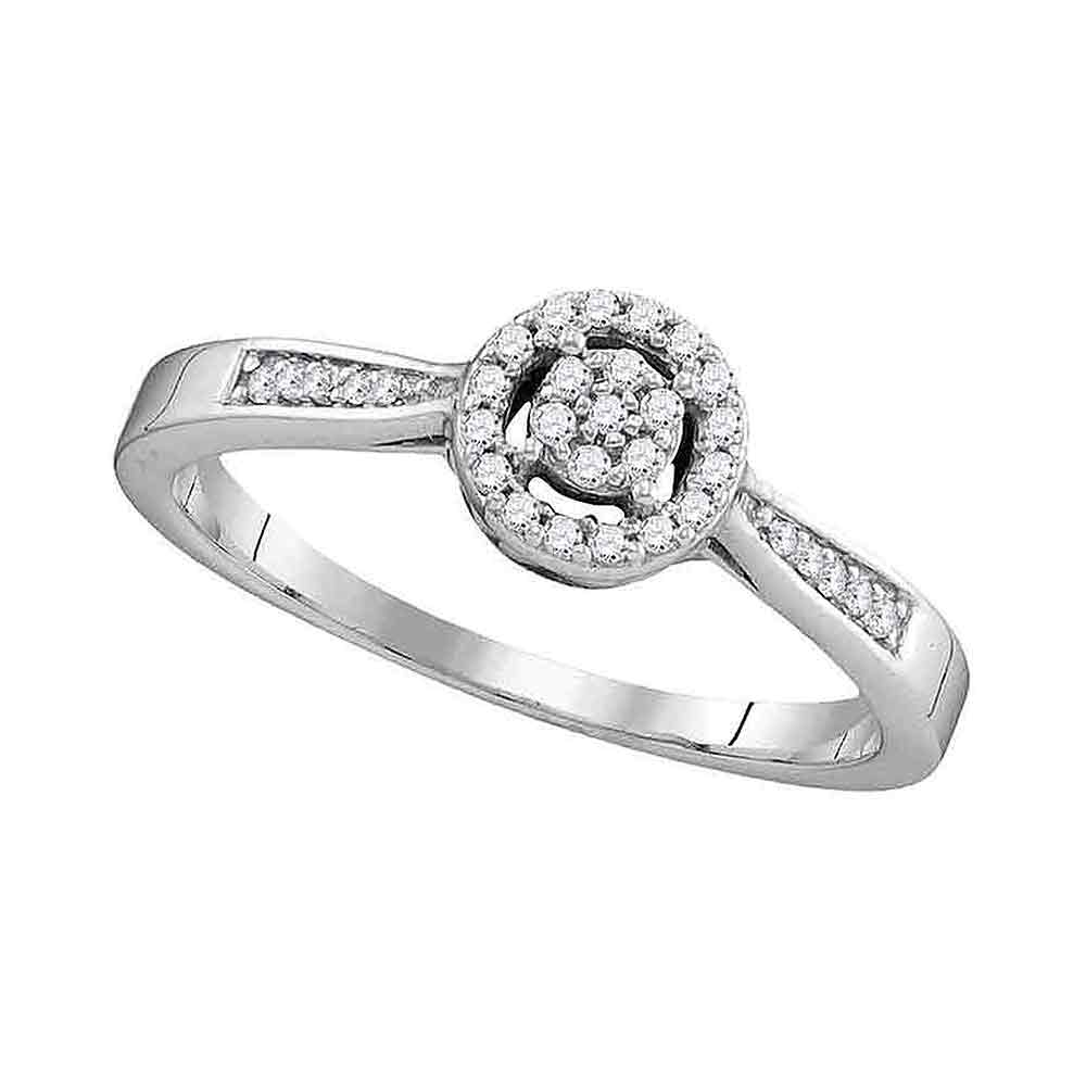 10kt White Gold Womens Round Diamond Cluster Bridal Wedding Engagement Ring 1/8 Cttw
