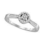 10kt White Gold Womens Round Diamond Cluster Bridal Wedding Engagement Ring 1/8 Cttw