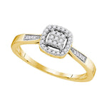 10kt Yellow Gold Womens Round Diamond Cluster Bridal Wedding Engagement Ring 1/8 Cttw