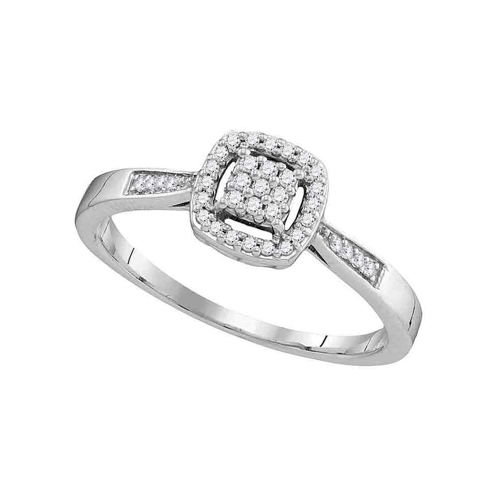 10kt White Gold Womens Round Diamond Cluster Bridal Wedding Engagement Ring 1/8 Cttw