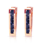 1.3 Carat 14K Solid Rose Gold Oval Huggie Earrings Sapphire