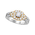 14kt White Gold Womens Round Diamond 2-tone Bridal Wedding Engagement Ring 1.00 Cttw
