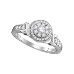 10kt White Gold Womens Round Diamond Solitaire Halo Bridal Wedding Engagement Ring 1/2 Cttw