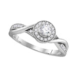 10kt White Gold Womens Round Diamond Solitaire Twist Bridal Wedding Engagement Ring 1/3 Cttw